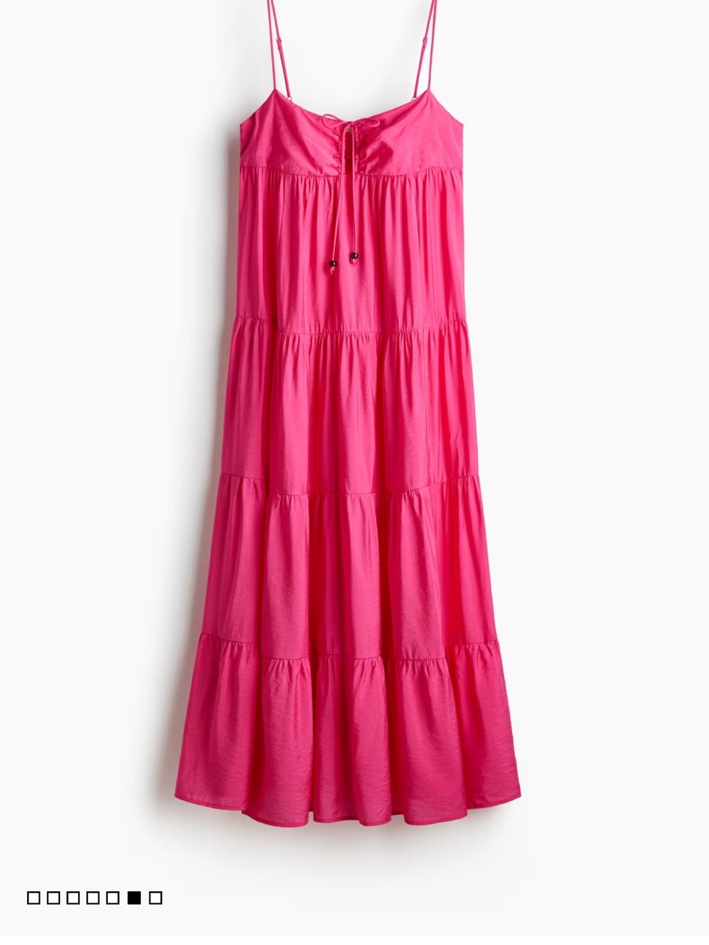 H&M Bright Pink Tiered Maxi Dress with Spaghetti Straps